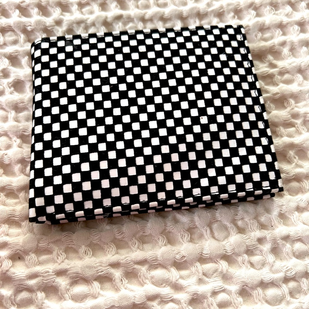 TOMS checkered white and black wallet